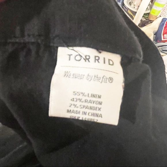 Torrid Plus Size‎ 26 Black Linen Wide Leg Career Business Work Pant - Picture 5 of 6